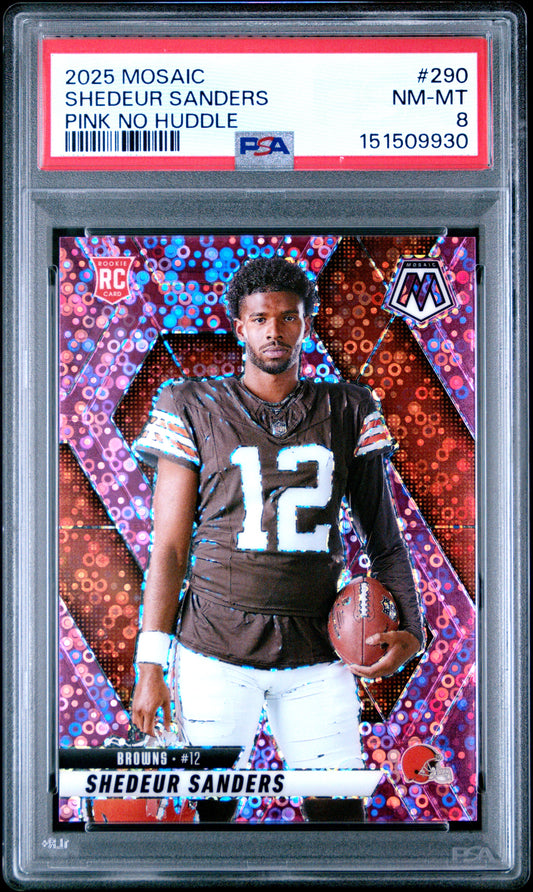 2025 PANINI MOSAIC SHEDEUR SANDERS #290 PINK NO HUDDLE PSA 8