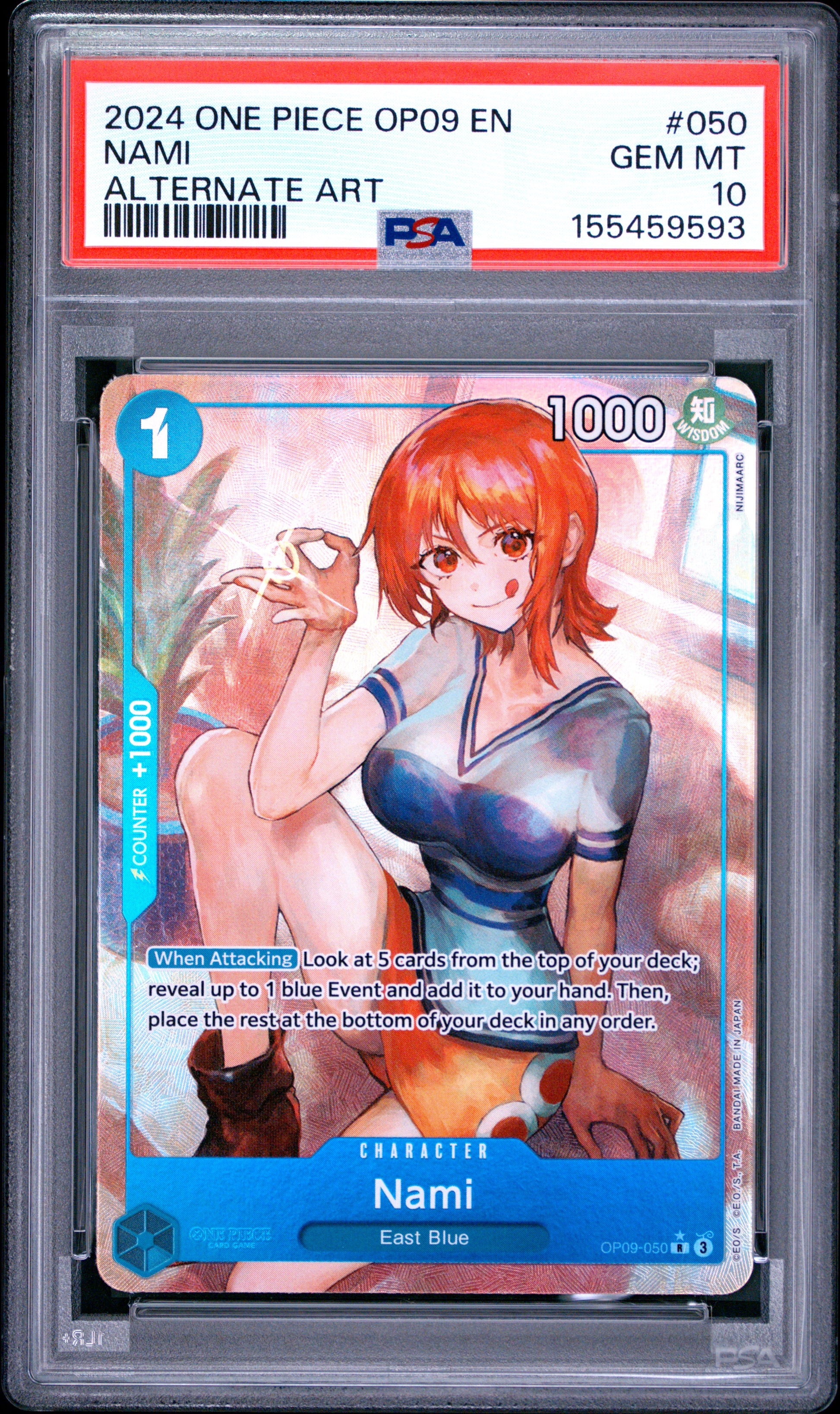 2024 ONE PIECE OP09-EMPERORS IN THE NEW WORLD NAMI #050 ALTERNATE ART PSA 10