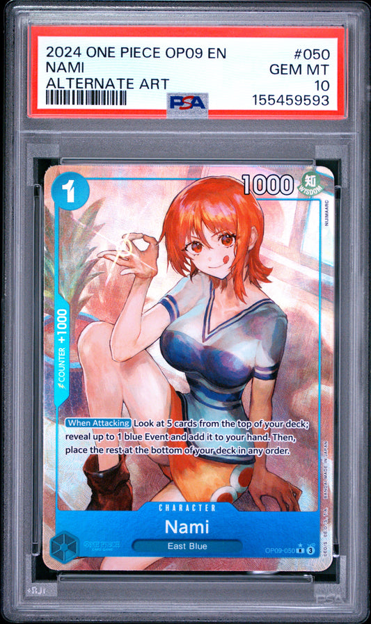 2024 ONE PIECE OP09-EMPERORS IN THE NEW WORLD NAMI #050 ALTERNATE ART PSA 10