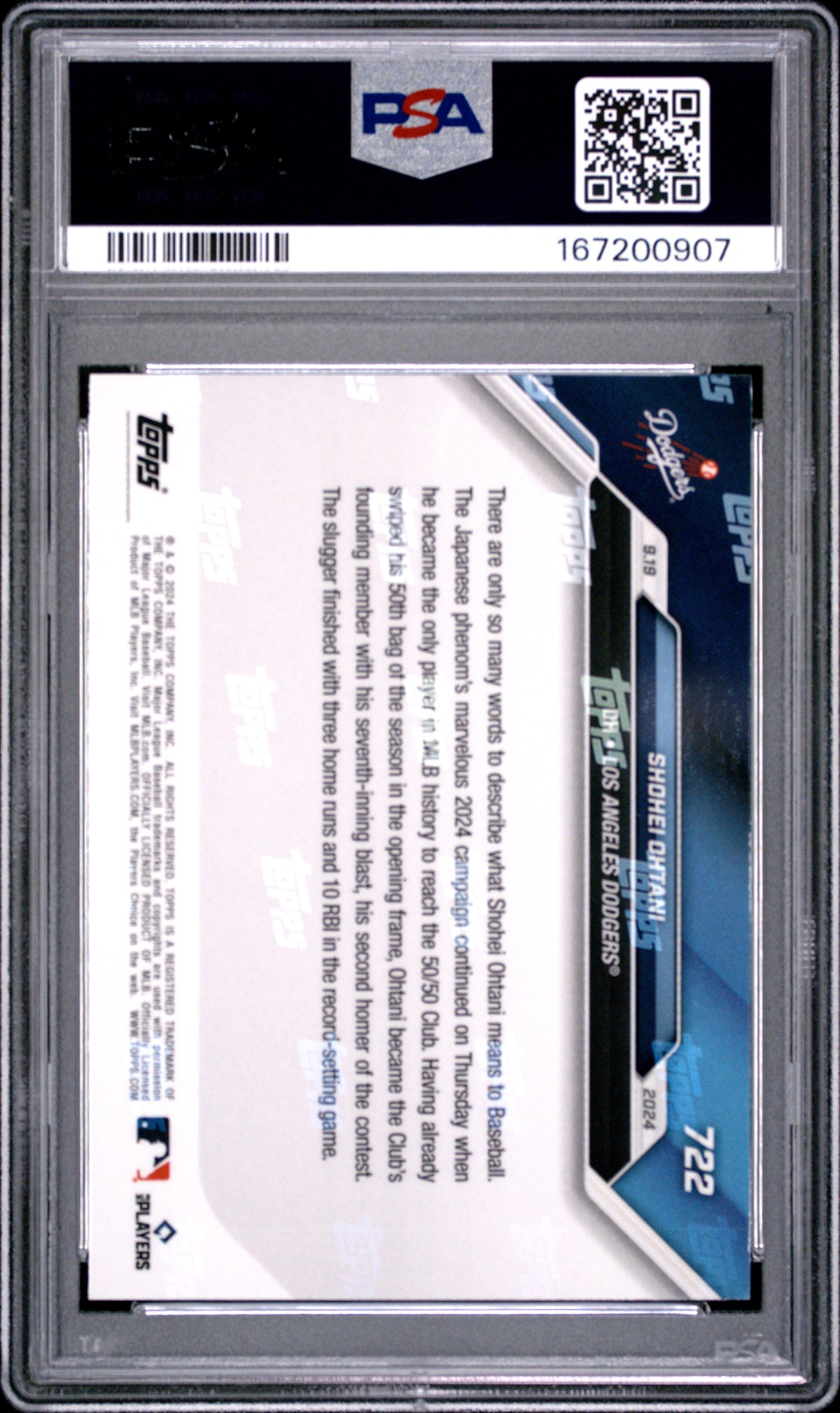 2024 TOPPS NOW SHOHEI OHTANI #722 PSA 10