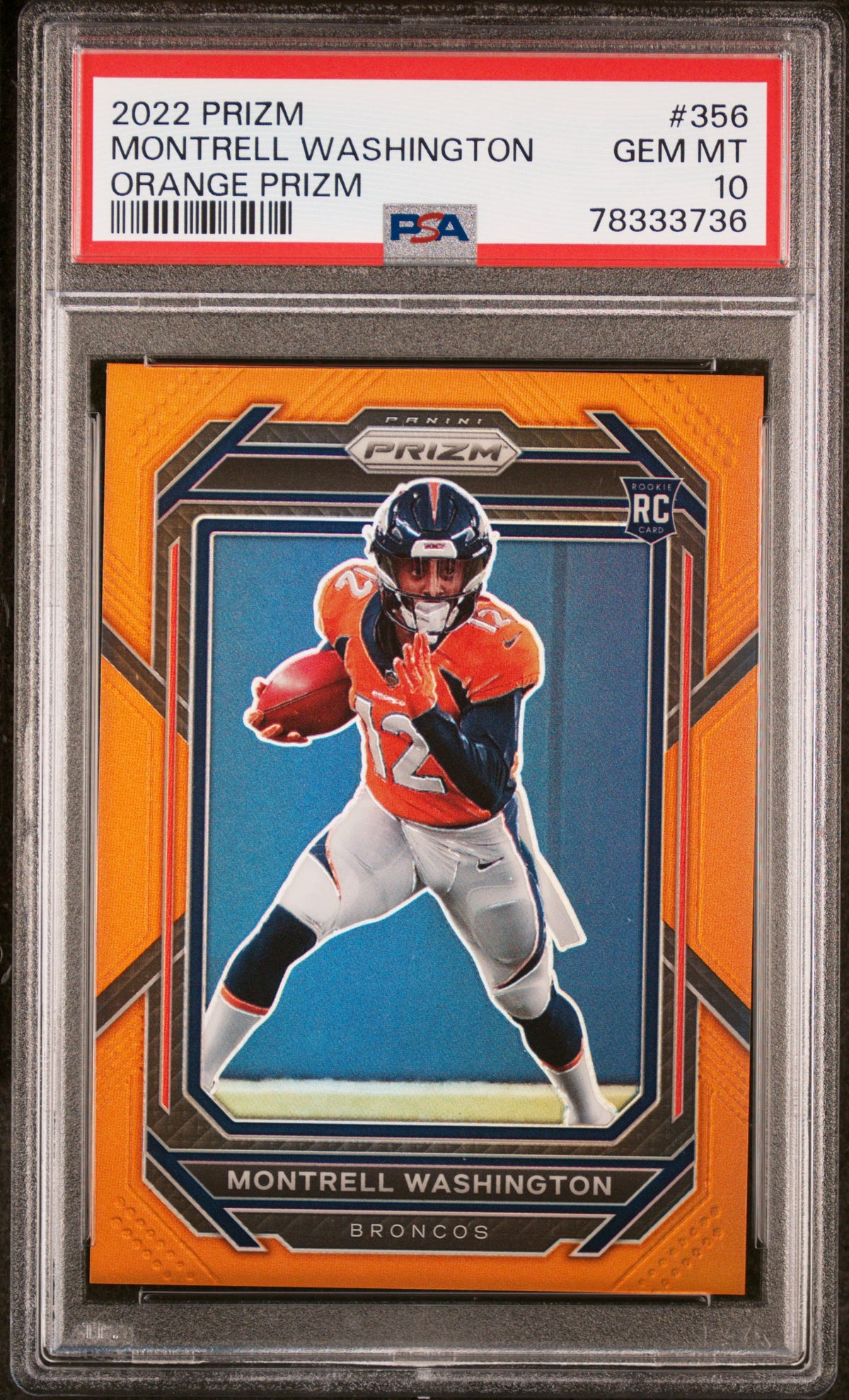 2022 PANINI PRIZM MONTRELL WASHINGTON #356 ORANGE PRIZM PSA 10