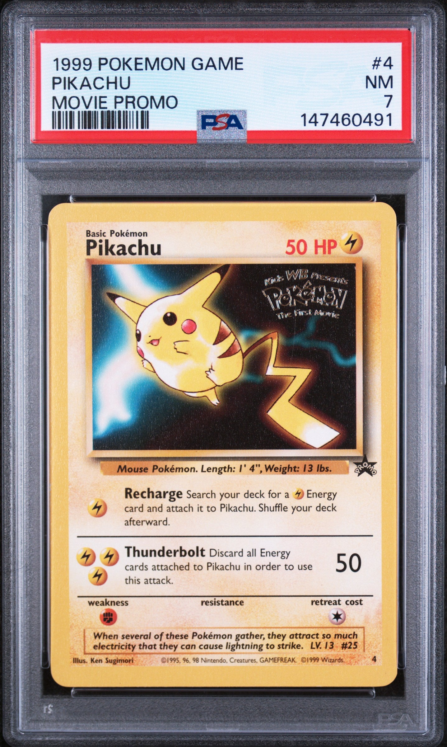 1999 POKEMON GAME MOVIE PIKACHU #4 MOVIE PROMO PSA 7