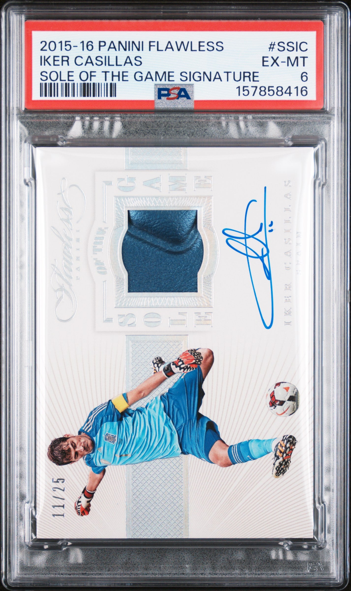 2015 PANINI FLAWLESS SOLE OF THE GAME SIGNATURES IKER CASILLAS #SSIC PSA 6