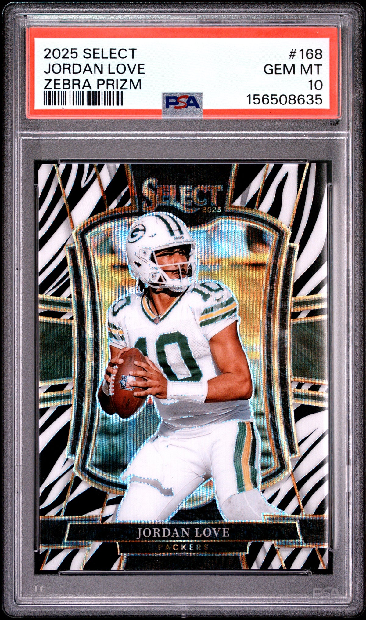 2025 PANINI SELECT JORDAN LOVE #168 ZEBRA PRIZM PSA 10