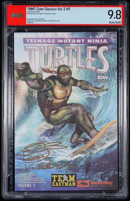 IDW Teenage Mutant Ninja Turtles Color Classics Vol. 3 #9 2015 Amazing! Comic Con Aloha Shared Retailer Exclusive Greg Horn Variant PSA 9.8
