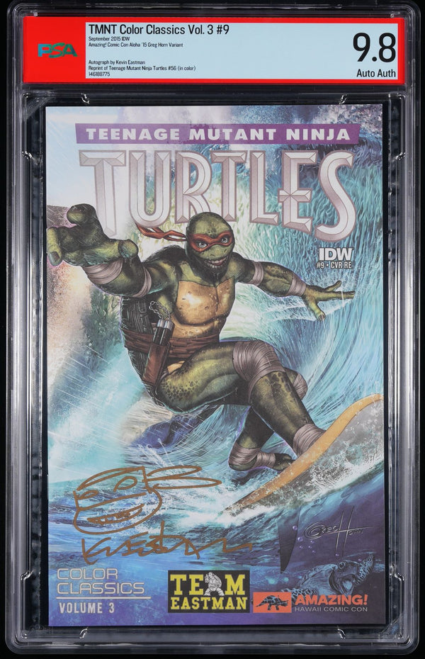 IDW Teenage Mutant Ninja Turtles Color Classics Vol. 3 #9 2015 Amazing! Comic Con Aloha Shared Retailer Exclusive Greg Horn Variant PSA 9.8