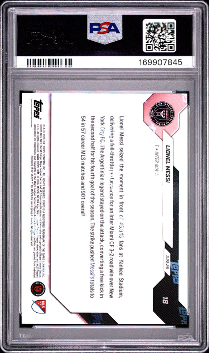 2026 TOPPS NOW MLS LIONEL MESSI #18 PSA 10