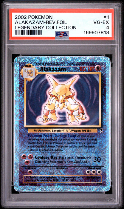 2002 POKEMON LEGENDARY COLLECTION ALAKAZAM-REV.FOIL #1 LEGENDARY COLLECTION PSA 4
