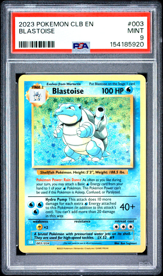 2023 POKEMON CLB-TRADING CARD GAME CLASSIC BLASTOISE & SUICUNE ex DECK BLASTOISE #003 PSA 9