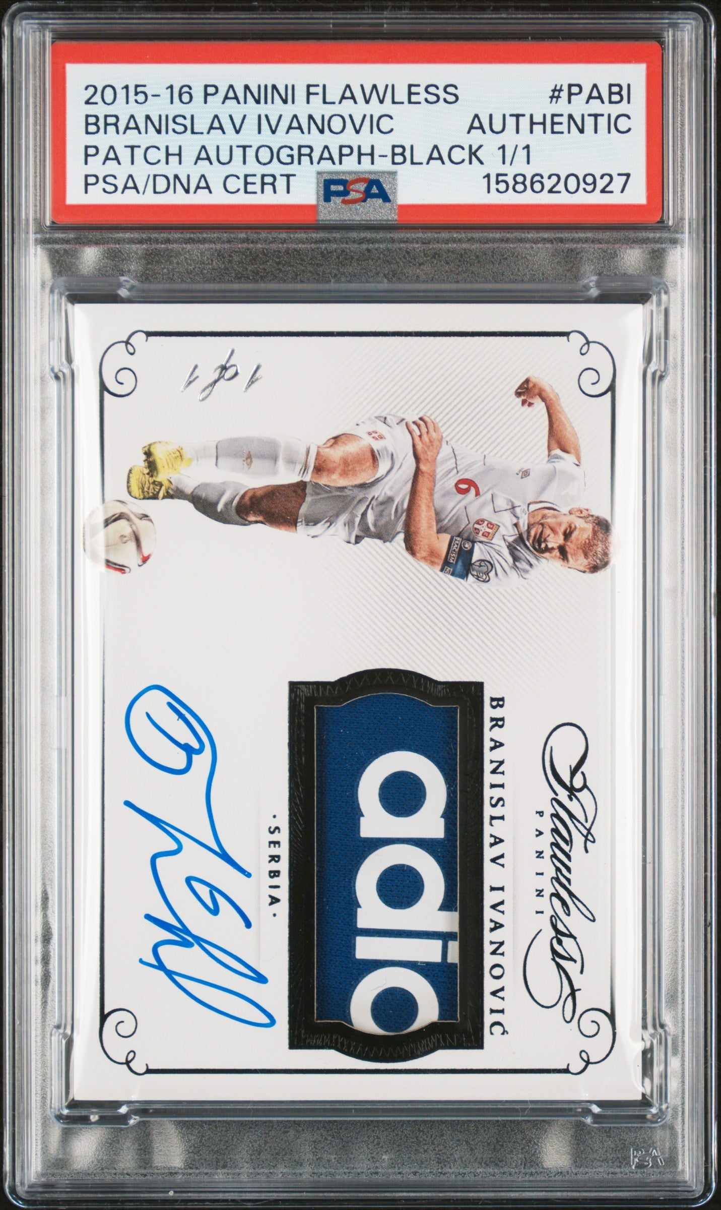 2015 PANINI FLAWLESS PATCH AUTOGRAPHS BRANISLAV IVANOVIC #PABI PATCH AUTOGRAPH-BLACK 1/1 PSA 0