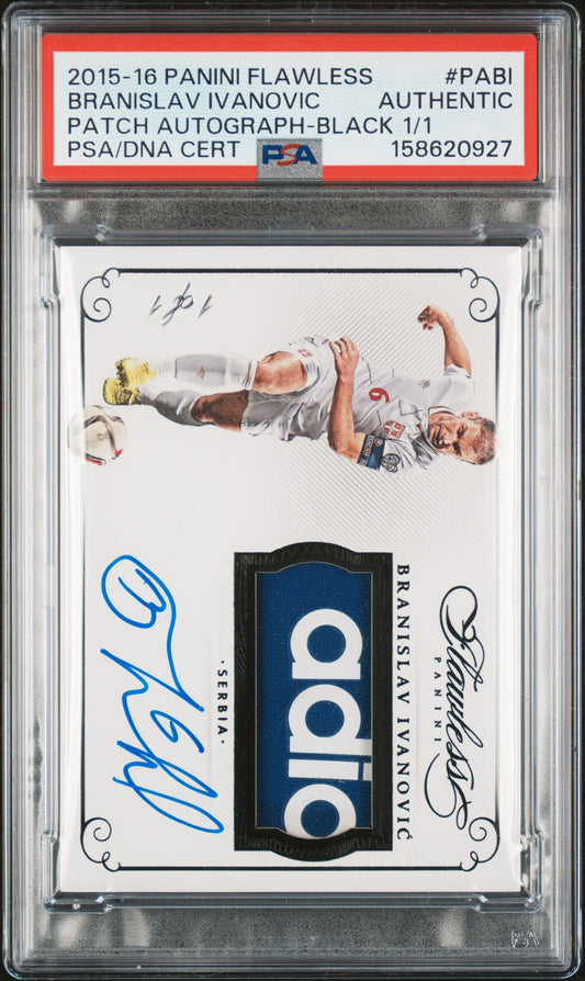 2015 PANINI FLAWLESS PATCH AUTOGRAPHS BRANISLAV IVANOVIC #PABI PATCH AUTOGRAPH-BLACK 1/1 PSA 0
