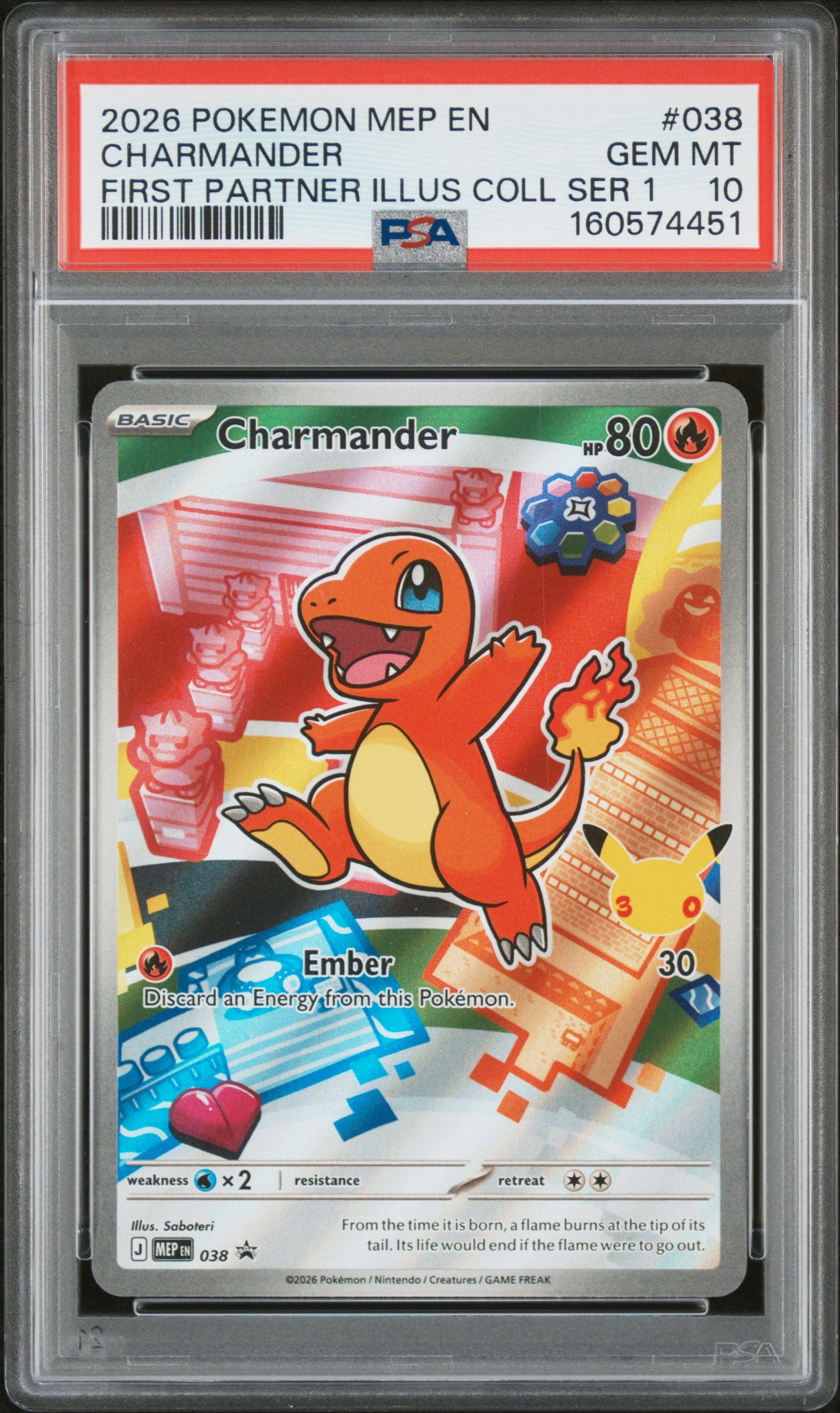 2026 POKEMON MEP EN-ME BLACK STAR PROMO CHARMANDER #038 FIRST PARTNER ILLUS COLL SER 1 PSA 10