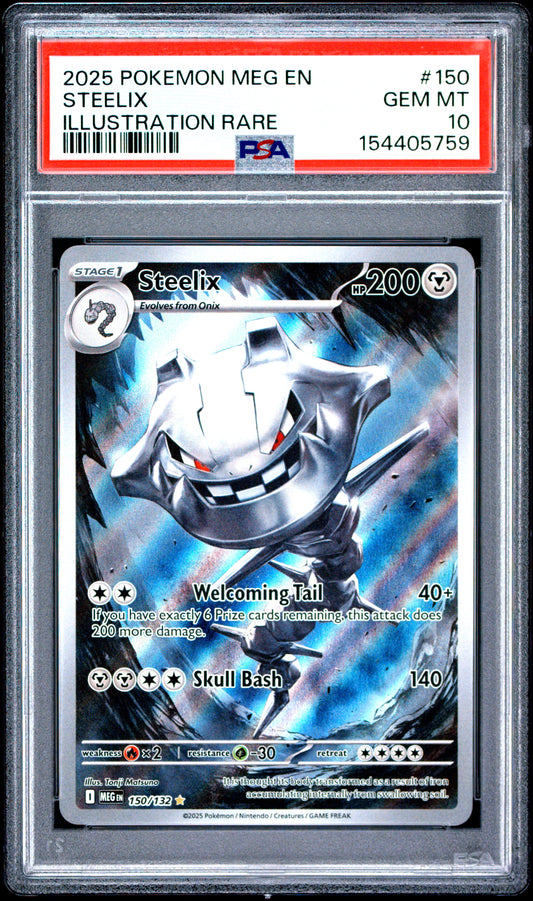 2025 POKEMON MEG EN-MEGA EVOLUTION STEELIX #150 ILLUSTRATION RARE PSA 10