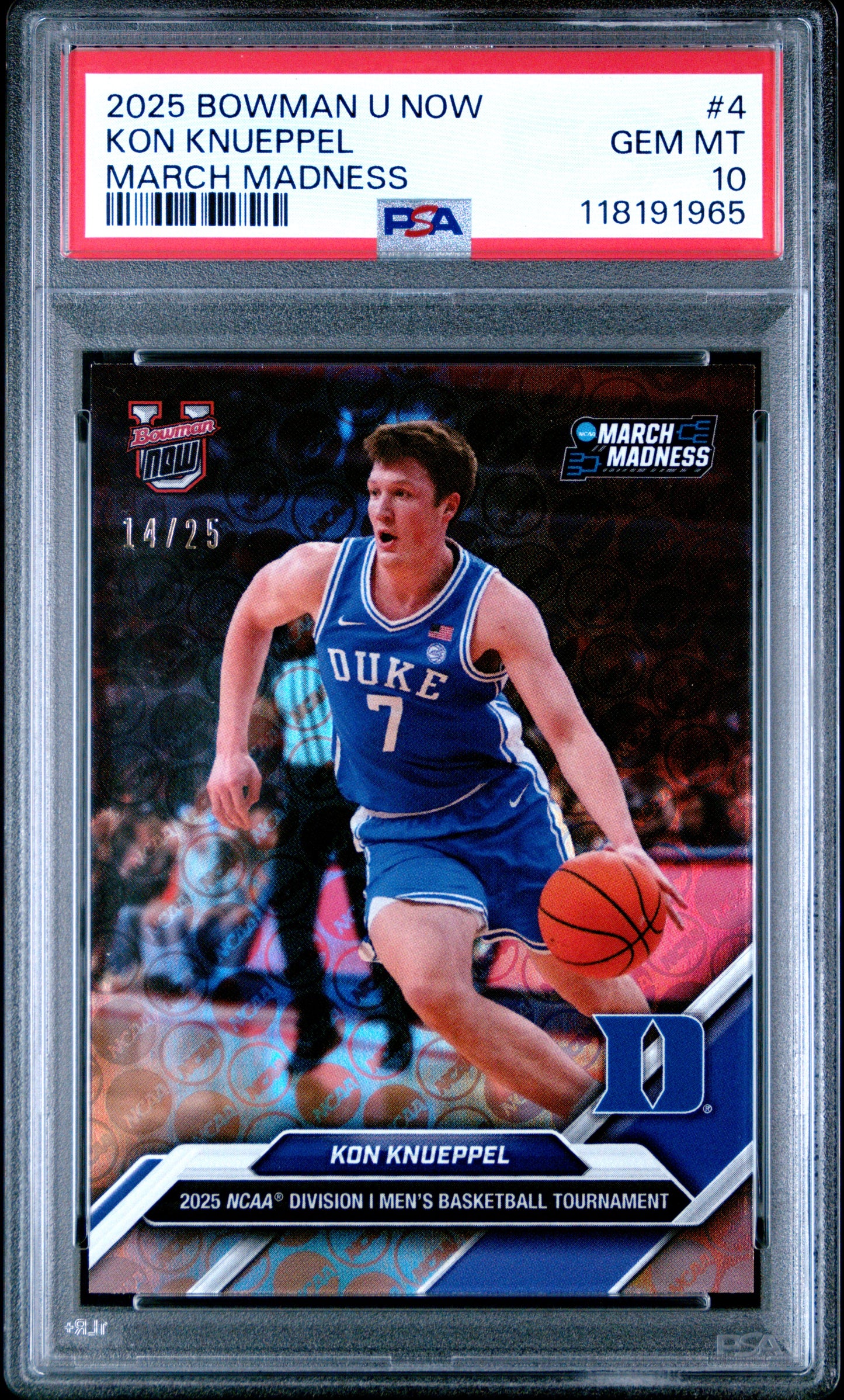 2025 BOWMAN U NOW MARCH MADNESS KON KNUEPPEL #4 PSA 10 - Image 1