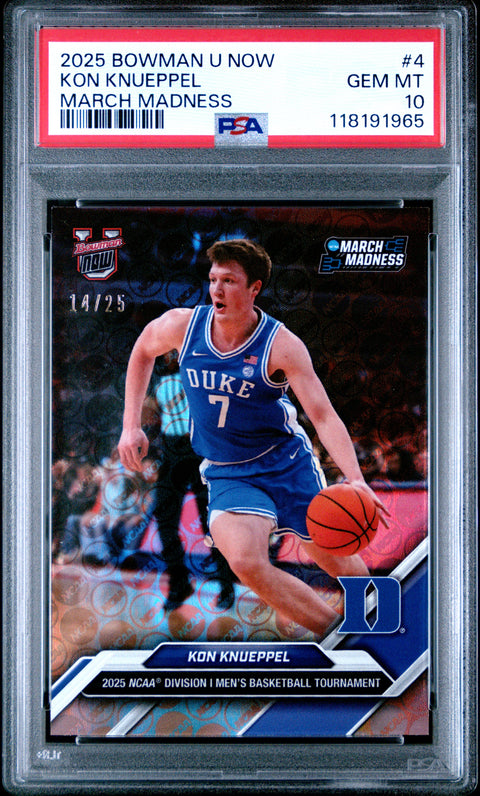 2025 BOWMAN U NOW MARCH MADNESS KON KNUEPPEL #4 PSA 10 - Image 1