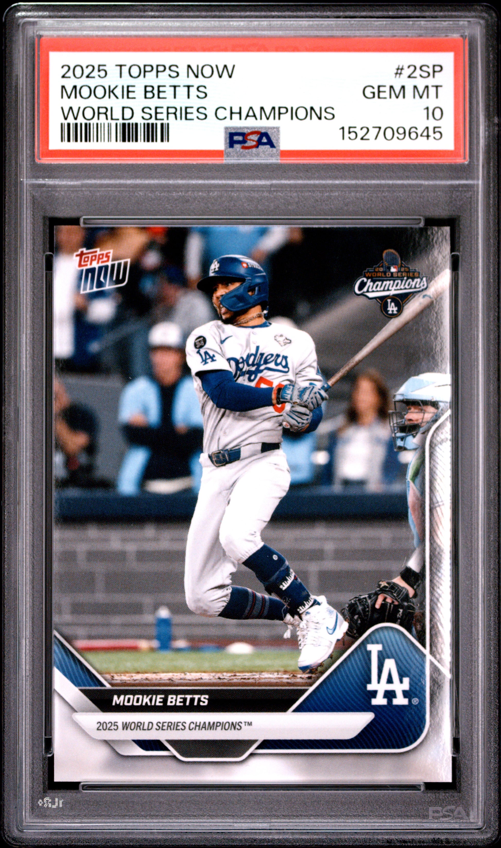 2025 TOPPS NOW LOS ANGELES DODGERS WORLD SERIES CHAMPIONS MOOKIE BETTS #2SP PSA 10