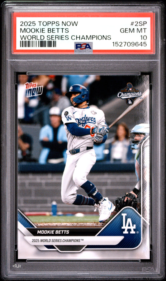 2025 TOPPS NOW LOS ANGELES DODGERS WORLD SERIES CHAMPIONS MOOKIE BETTS #2SP PSA 10
