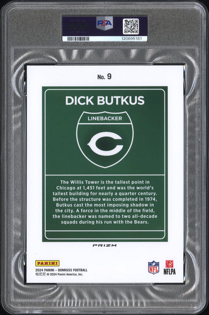 2024 PANINI DONRUSS DOWNTOWN! DICK BUTKUS #9 DOWNTOWN!-OVERSIZE PSA 9