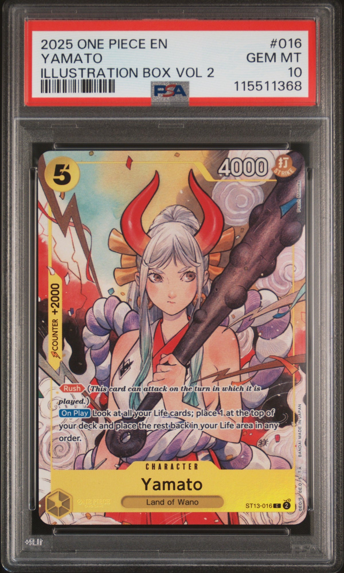 2025 ONE PIECE PROMOS YAMATO #016 ILLUSTRATION BOX VOL.2 PSA 10