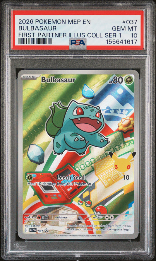 2026 POKEMON MEP EN-ME BLACK STAR PROMO BULBASAUR #037 FIRST PARTNER ILLUS COLL SER 1 PSA 10