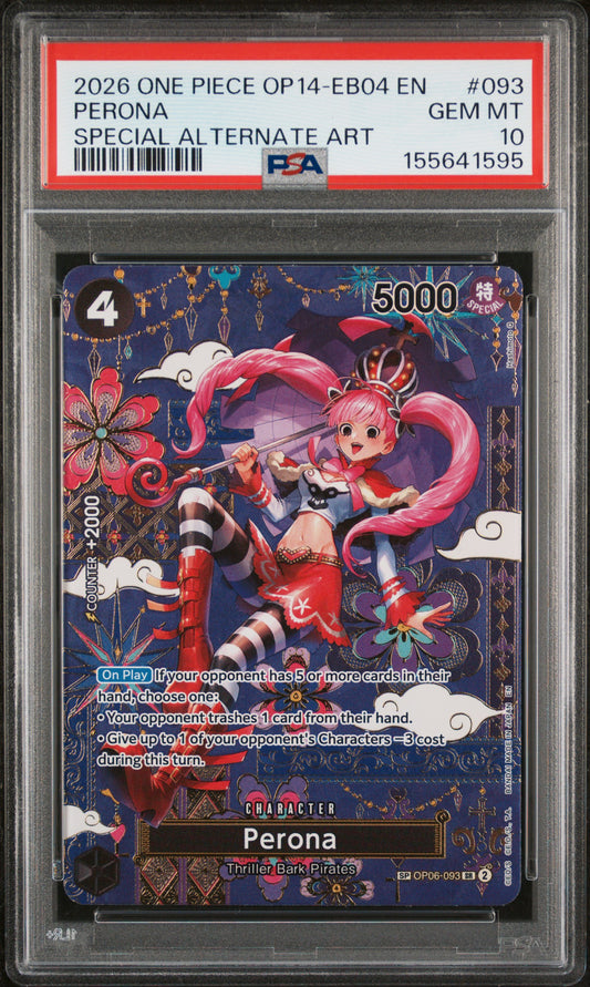 2026 ONE PIECE OP14-EB04-THE AZURE SEA'S SEVEN PERONA #093 SPECIAL ALTERNATE ART PSA 10