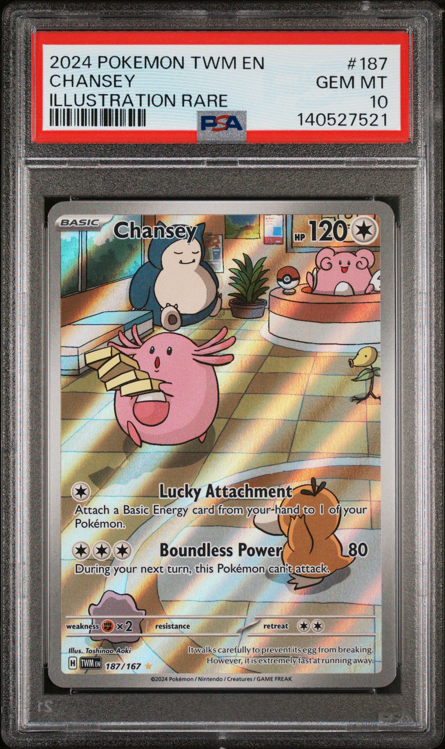 2024 POKEMON TWM EN-TWILIGHT MASQUERADE CHANSEY #187 ILLUSTRATION RARE PSA 10
