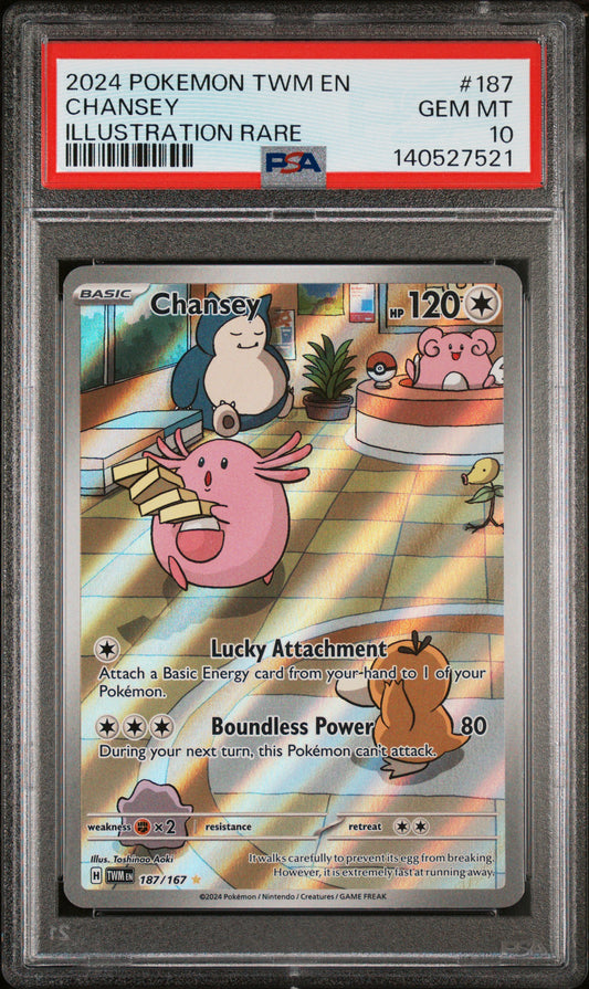 2024 POKEMON TWM EN-TWILIGHT MASQUERADE CHANSEY #187 ILLUSTRATION RARE PSA 10