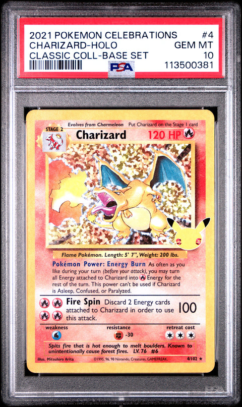 2021 POKEMON CELEBRATIONS CLASSIC COLLECTION CHARIZARD-HOLO #4 PSA 10 - Image 2