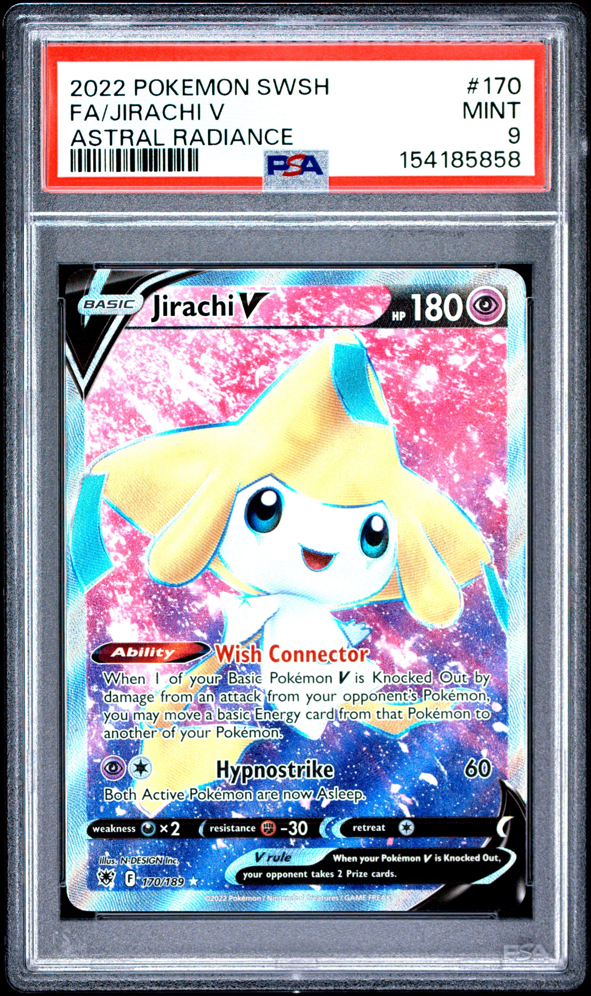 2022 POKEMON SWORD & SHIELD ASTRAL RADIANCE FA/JIRACHI V #170 ASTRAL RADIANCE PSA 9