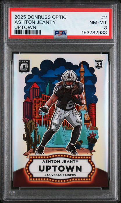2025 PANINI DONRUSS OPTIC UPTOWN ASHTON JEANTY #2 PSA 8