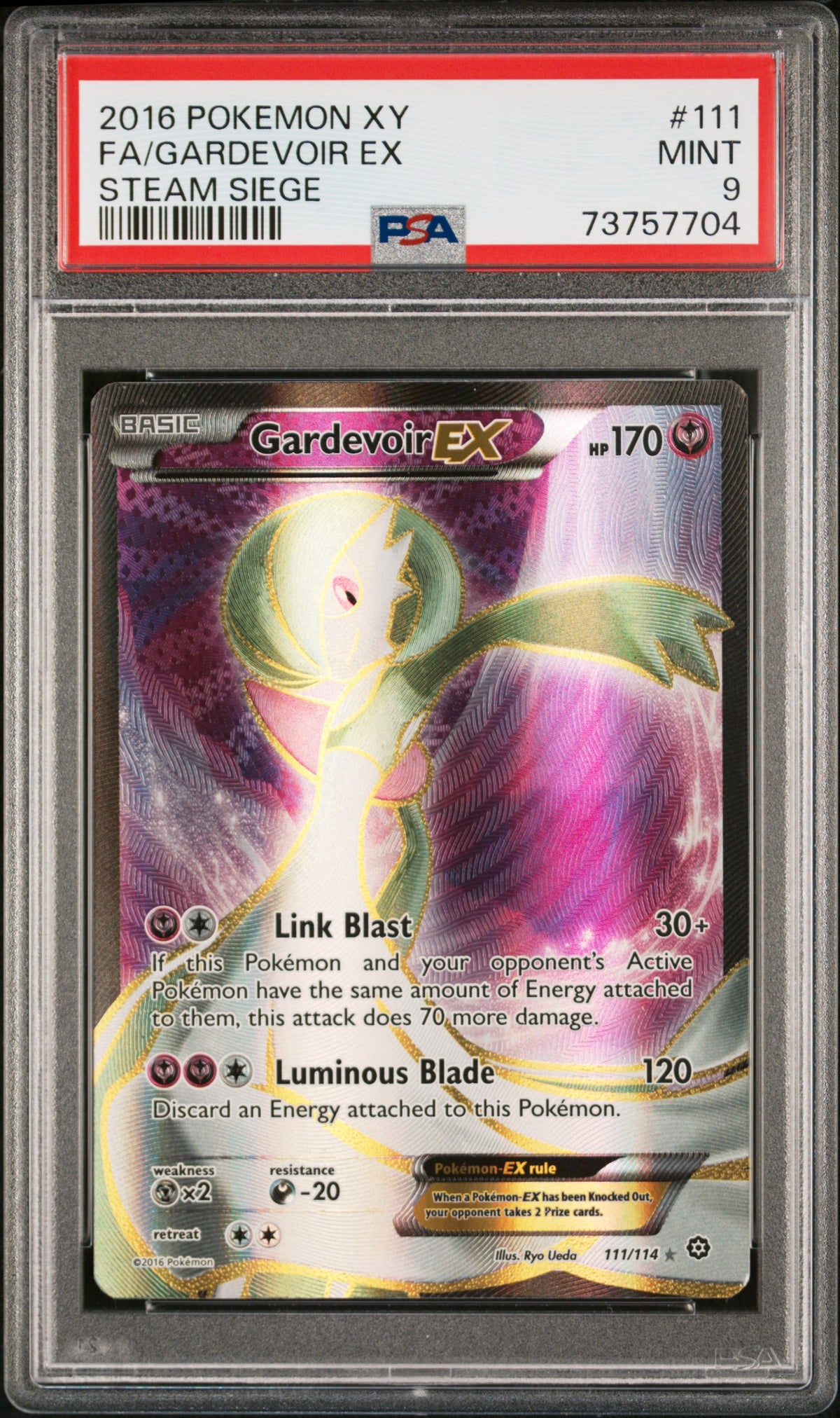 2016 POKEMON XY STEAM SIEGE FA/GARDEVOIR EX #111 STEAM SIEGE PSA 9