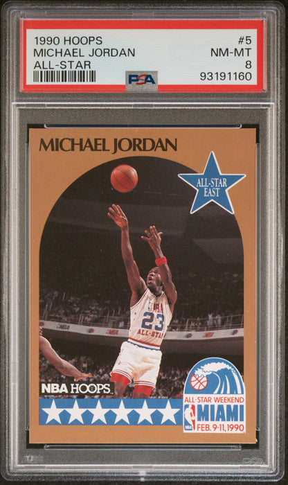 1990 HOOPS MICHAEL JORDAN #5 ALL-STAR PSA 8