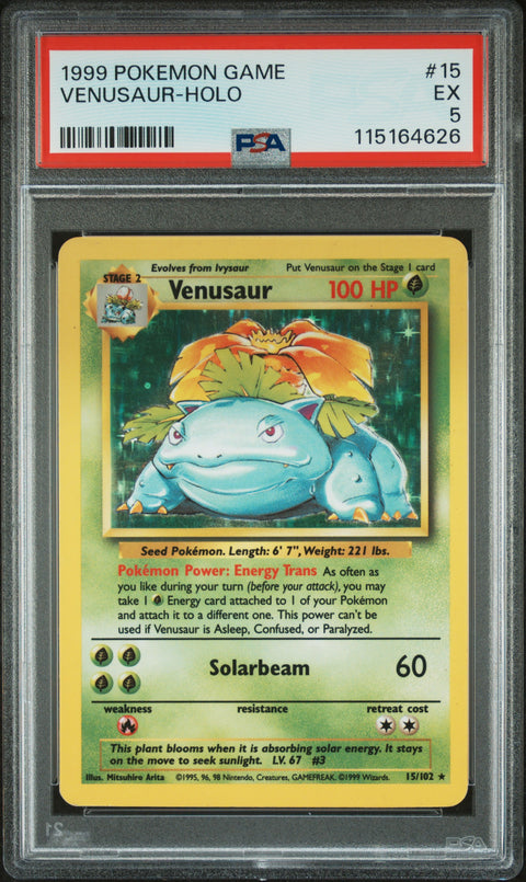1999 POKEMON GAME VENUSAUR-HOLO #15 PSA 5 - Image 1