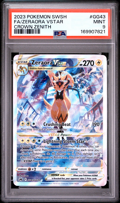 2023 POKEMON SWORD AND SHIELD CROWN ZENITH FA/ZERAORA VSTAR #GG43 CROWN ZENITH PSA 9