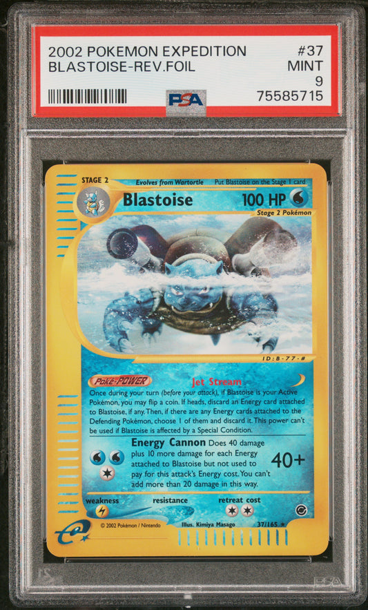 2002 POKEMON EXPEDITION BLASTOISE-REV.FOIL #37 PSA 9