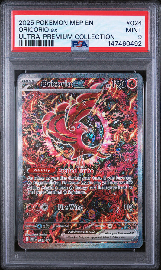 2025 POKEMON MEP EN-ME BLACK STAR PROMO ORICORIO ex #024 ULTRA-PREMIUM COLLECTION PSA 9
