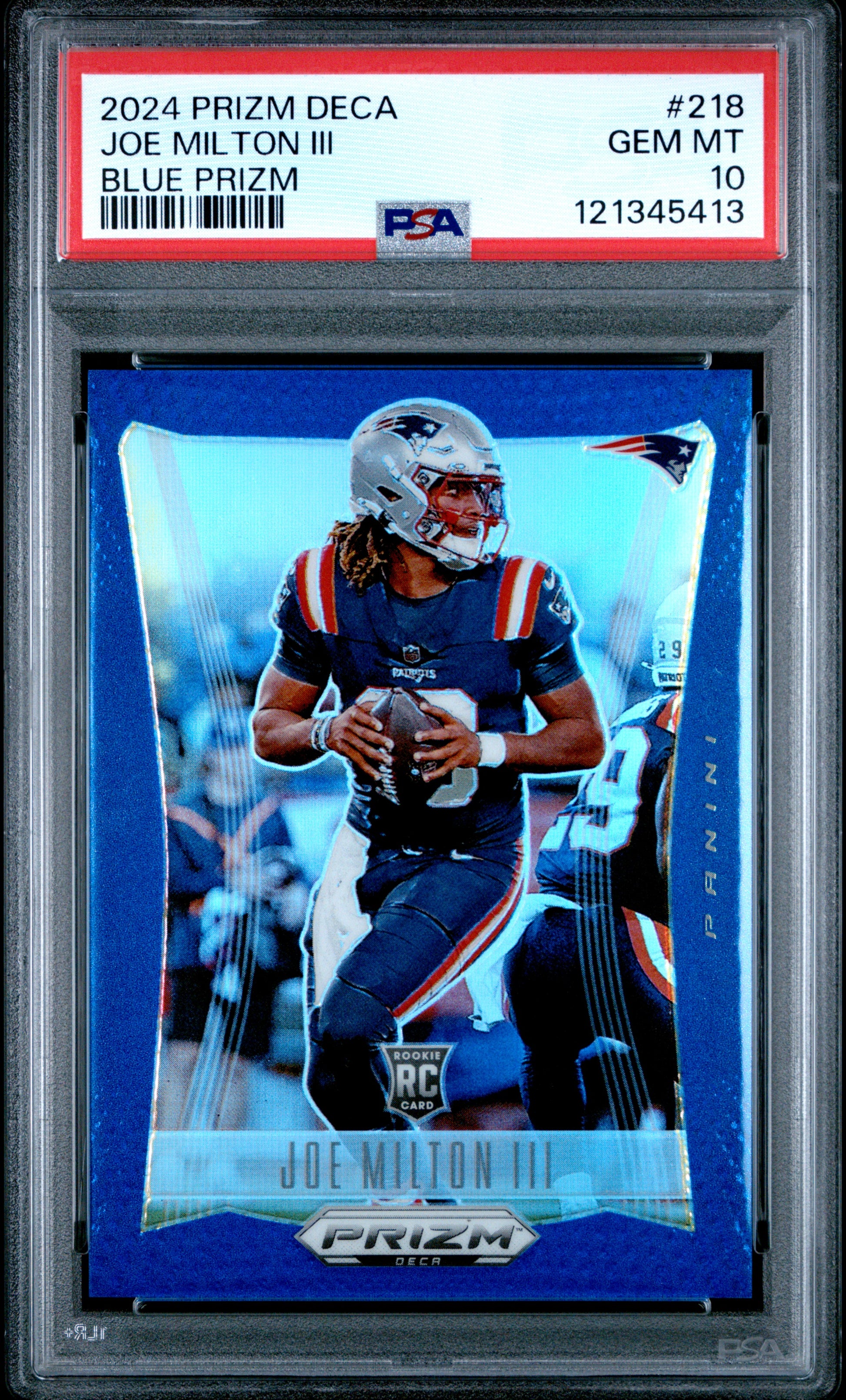 2024 PANINI PRIZM DECA JOE MILTON III #218 BLUE PRIZM PSA 10