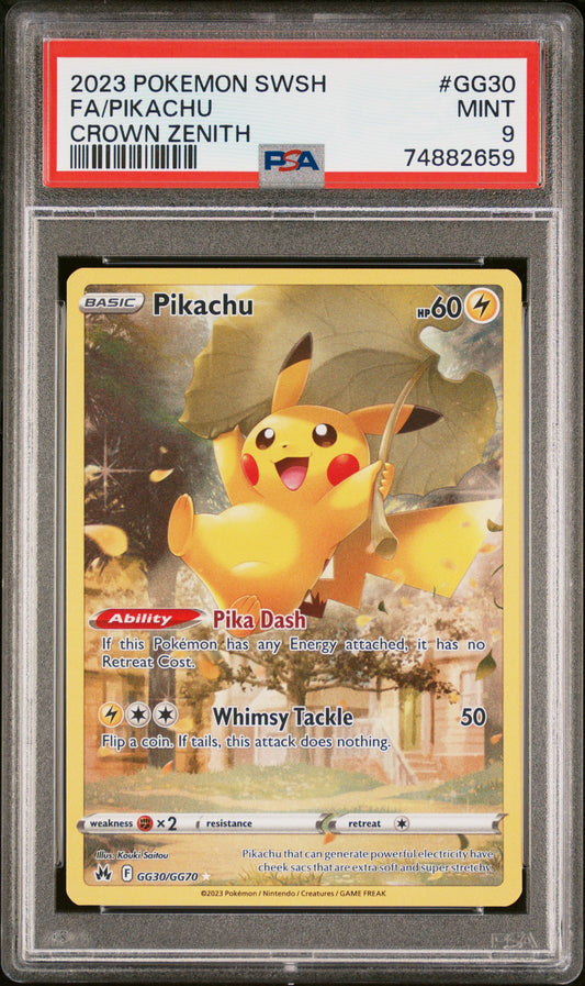 2023 POKEMON SWORD AND SHIELD CROWN ZENITH FA/PIKACHU #GG30 CROWN ZENITH PSA 9