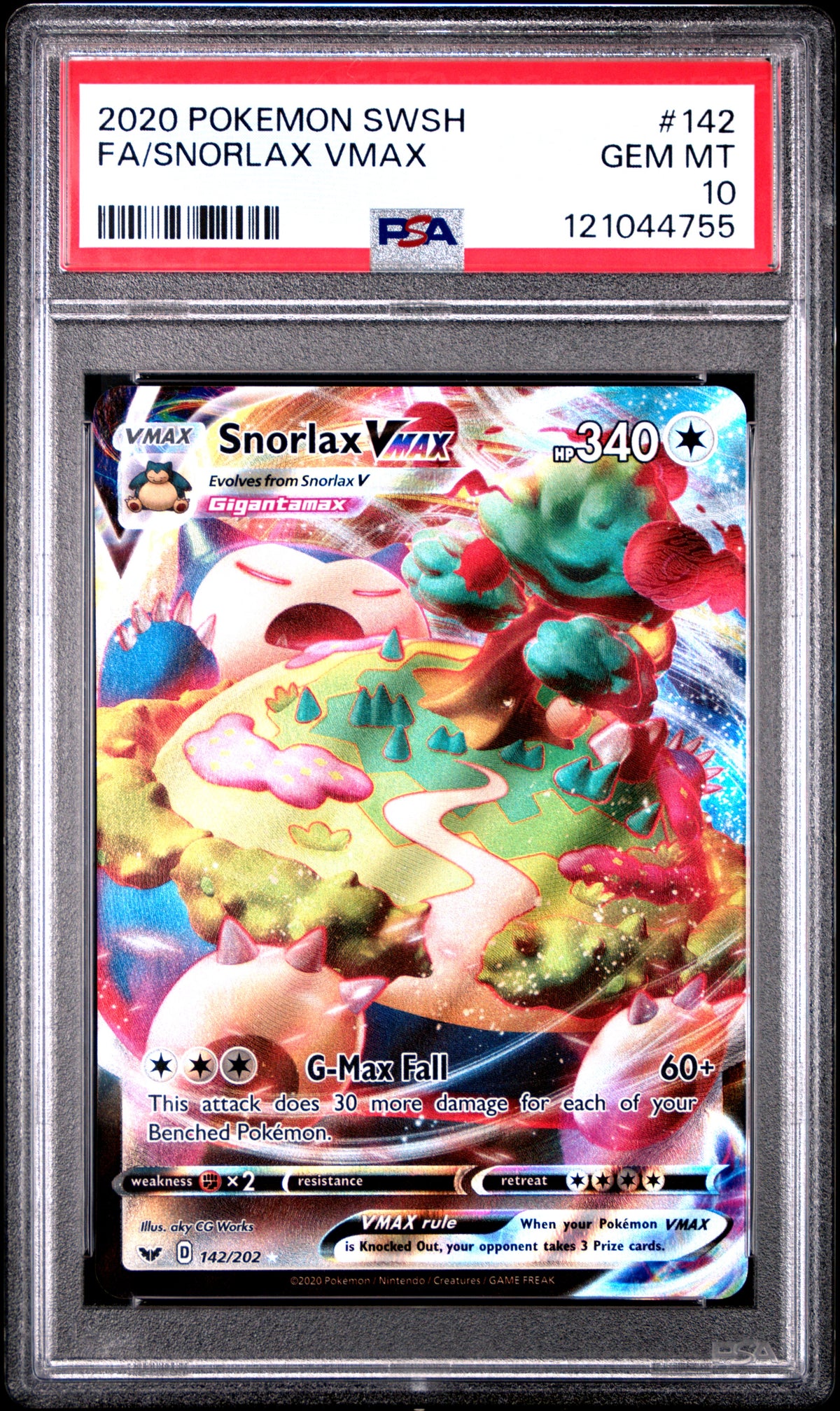 2020 POKEMON SWORD & SHIELD FA/SNORLAX VMAX #142 PSA 10