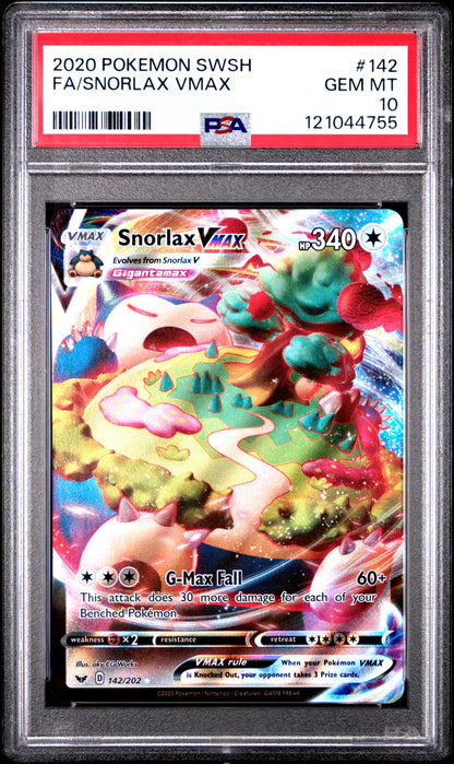 2020 POKEMON SWORD & SHIELD FA/SNORLAX VMAX #142 PSA 10