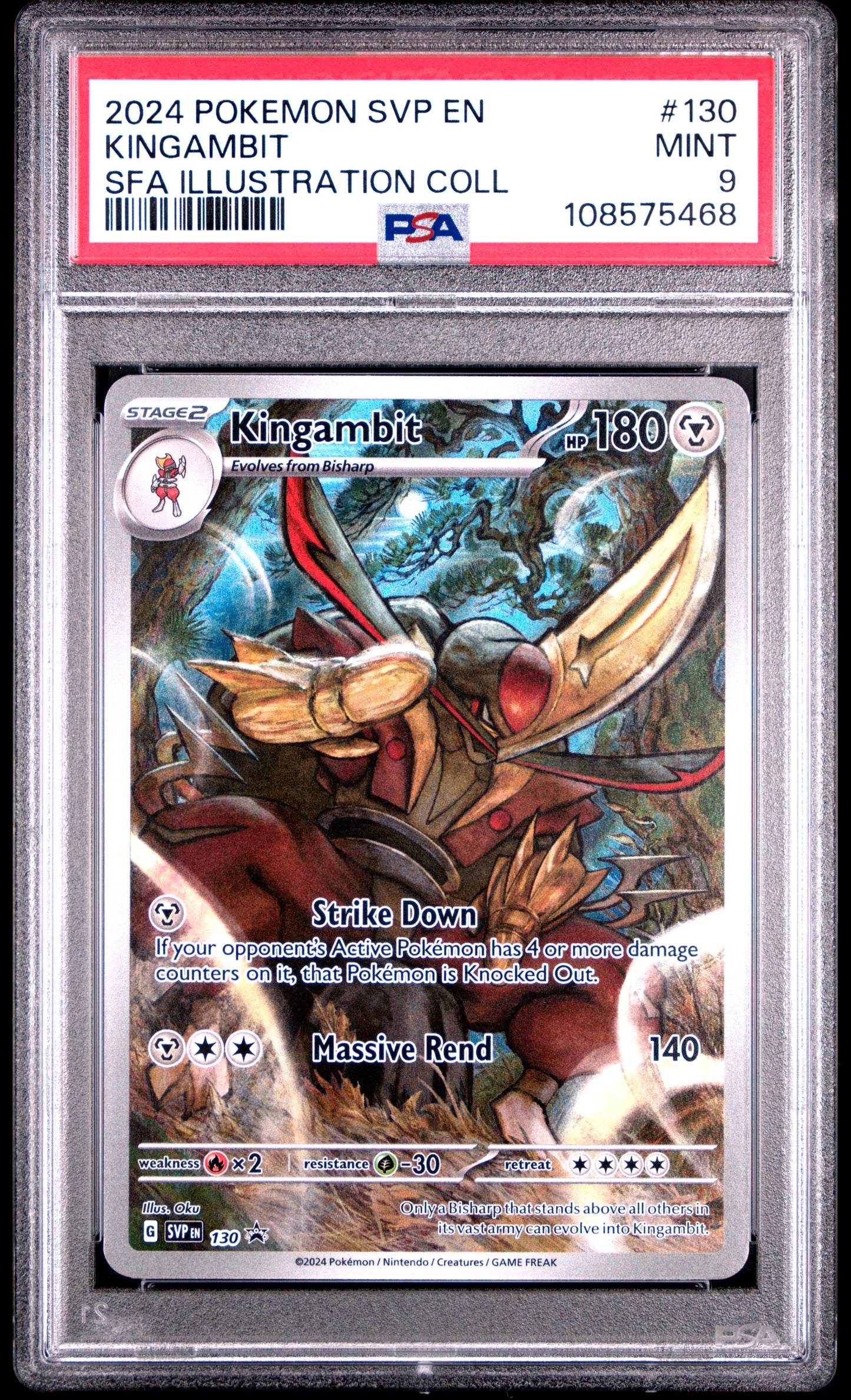 2024 POKEMON SVP EN-SV BLACK STAR PROMO KINGAMBIT #130 SFA ILLUSTRATION COLL PSA 9
