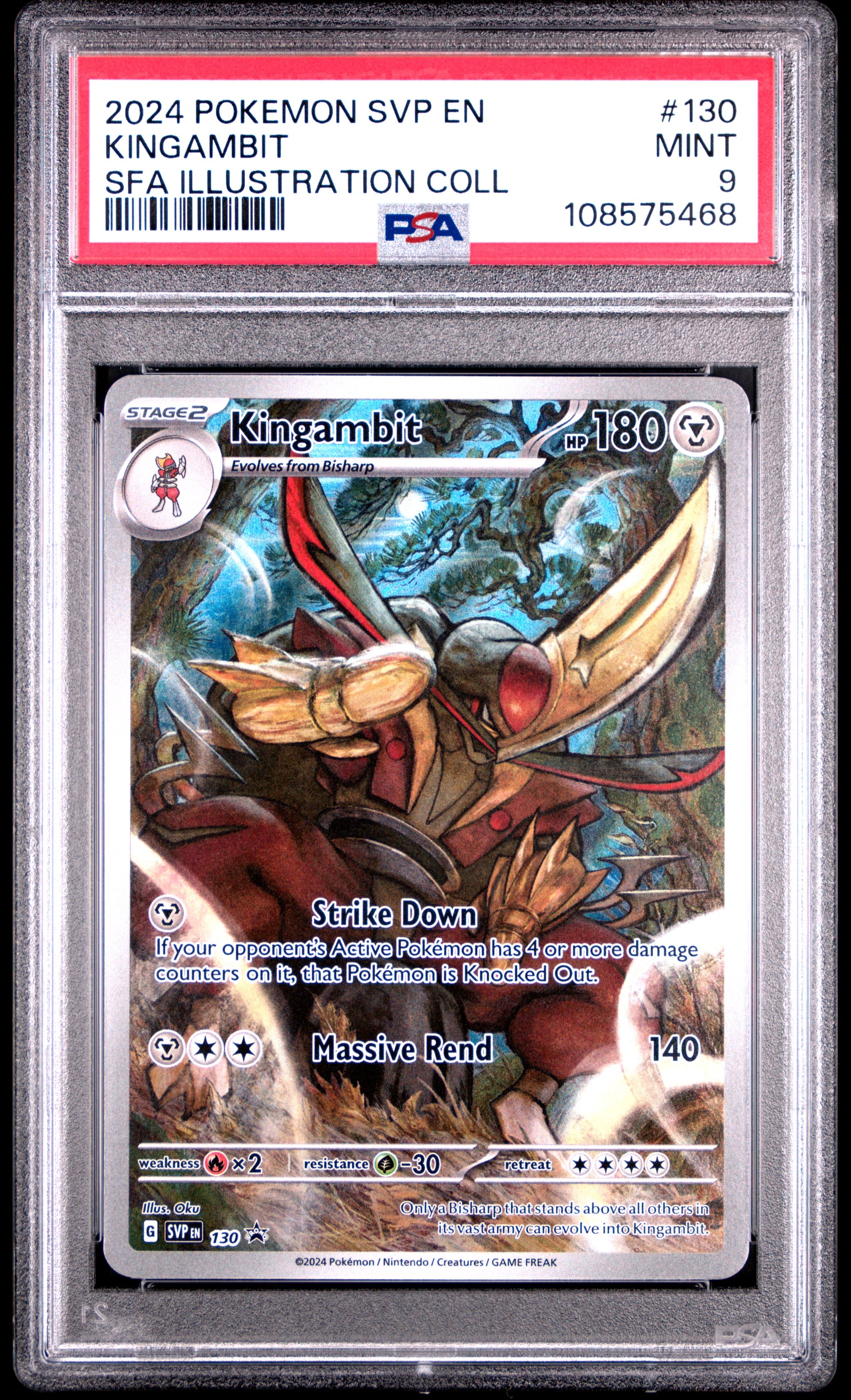 2024 POKEMON SVP EN-SV BLACK STAR PROMO KINGAMBIT #130 SFA ILLUSTRATION COLL PSA 9