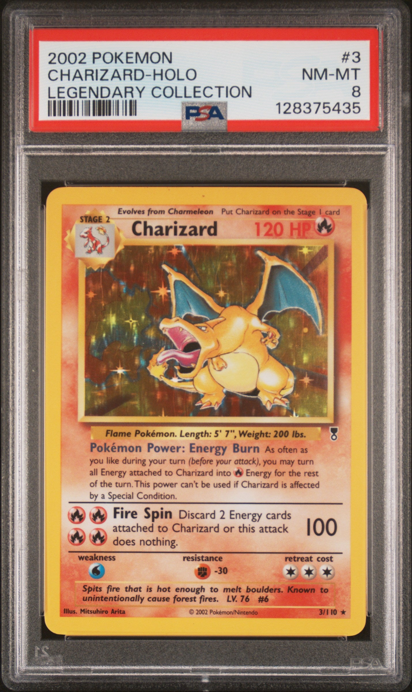2002 POKEMON LEGENDARY COLLECTION CHARIZARD-HOLO #3 PSA 8 - Image 1