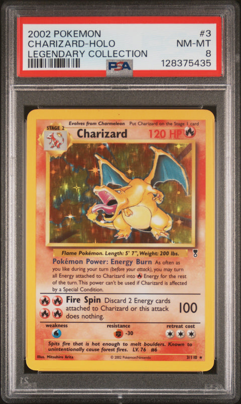 2002 POKEMON LEGENDARY COLLECTION CHARIZARD-HOLO #3 PSA 8 - Image 1