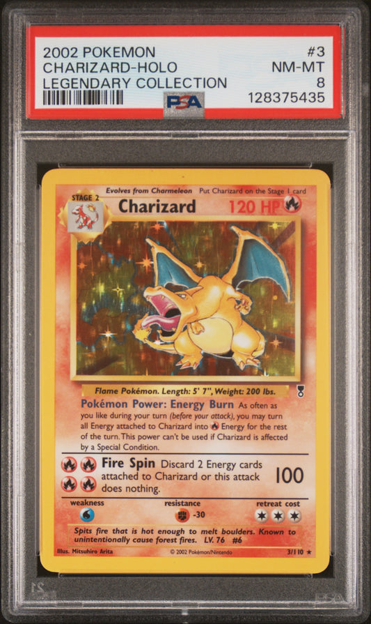 2002 POKEMON LEGENDARY COLLECTION CHARIZARD-HOLO #3 PSA 8 - Image 1