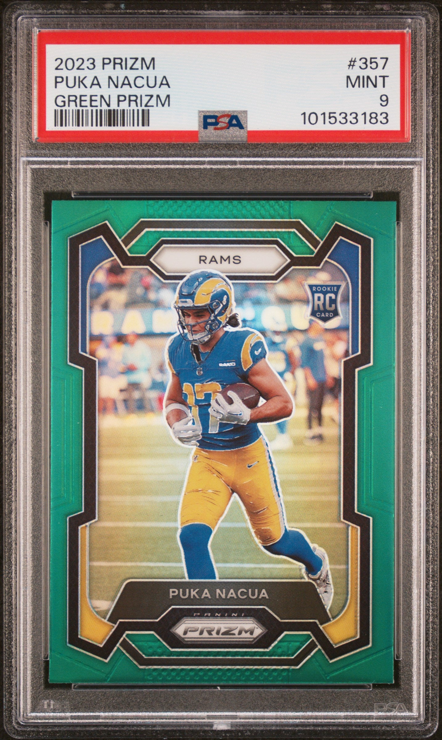 2023 PANINI PRIZM PUKA NACUA #357 GREEN PRIZM PSA 9