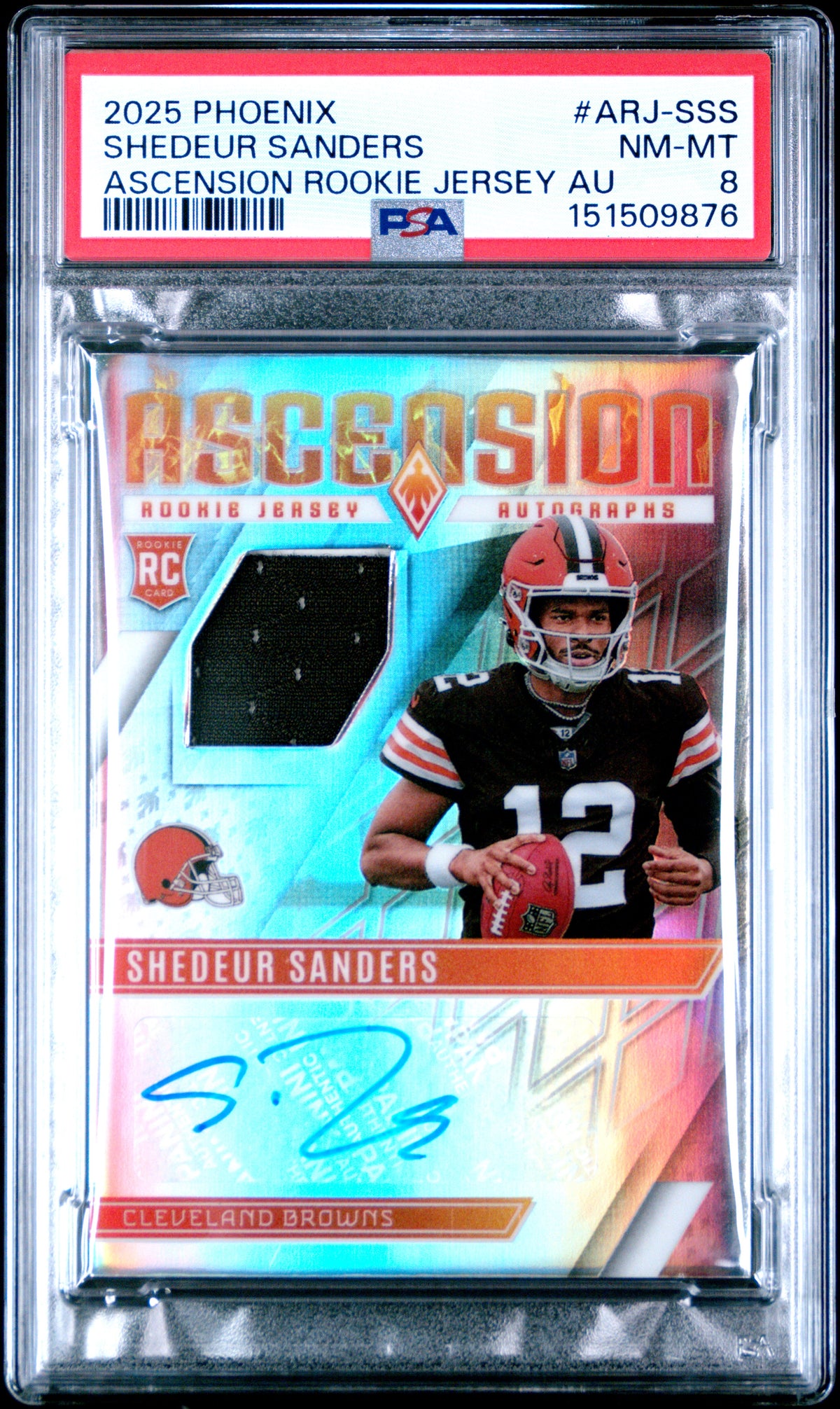 2025 PANINI PHOENIX ASCENSION ROOKIE JERSEY AUTOGRAPHS SHEDEUR SANDERS #ARJ-SSS PSA 8