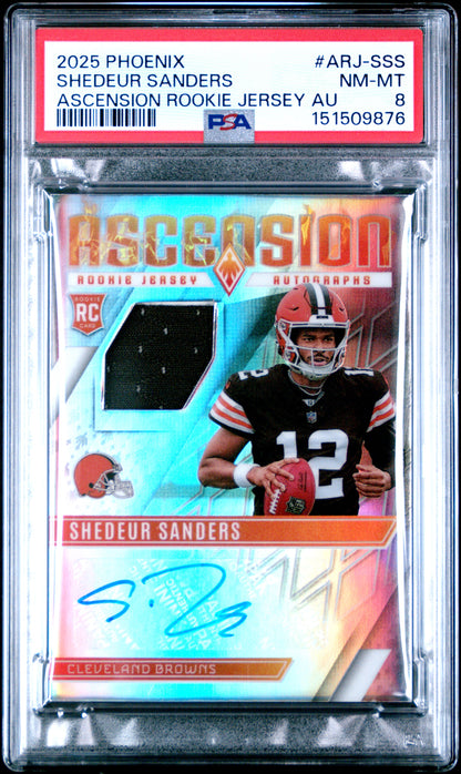 2025 PANINI PHOENIX ASCENSION ROOKIE JERSEY AUTOGRAPHS SHEDEUR SANDERS #ARJ-SSS PSA 8