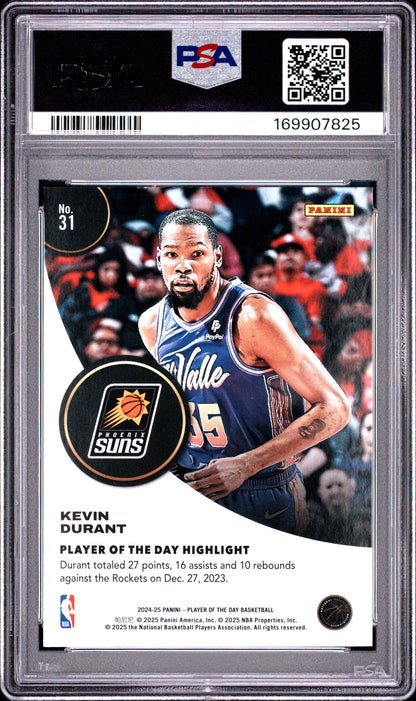 2024 PANINI NBA PLAYER OF THE DAY KEVIN DURANT #31 ORANGE PSA 9