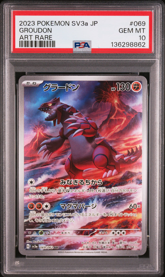 2023 POKEMON JAPANESE SV3a-RAGING SURF GROUDON #069 ART RARE PSA 10
